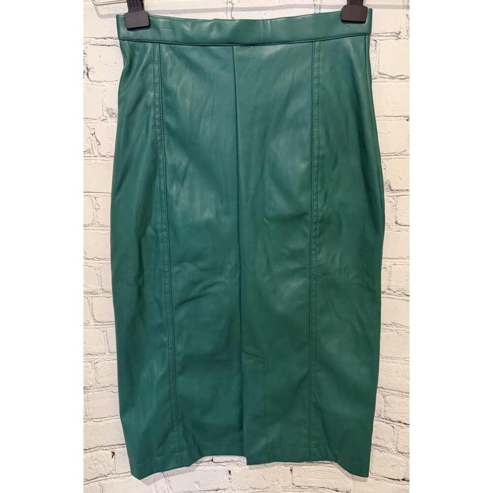 NSR Faux Leather Pencil Straight Midi Skirt Nordstrom Green Size XS